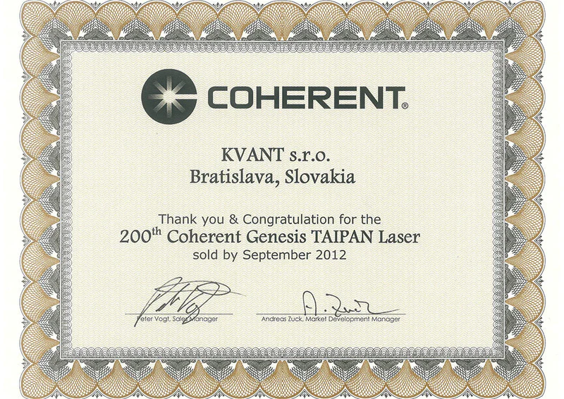 2012年KVANT 美国相干管销售证书